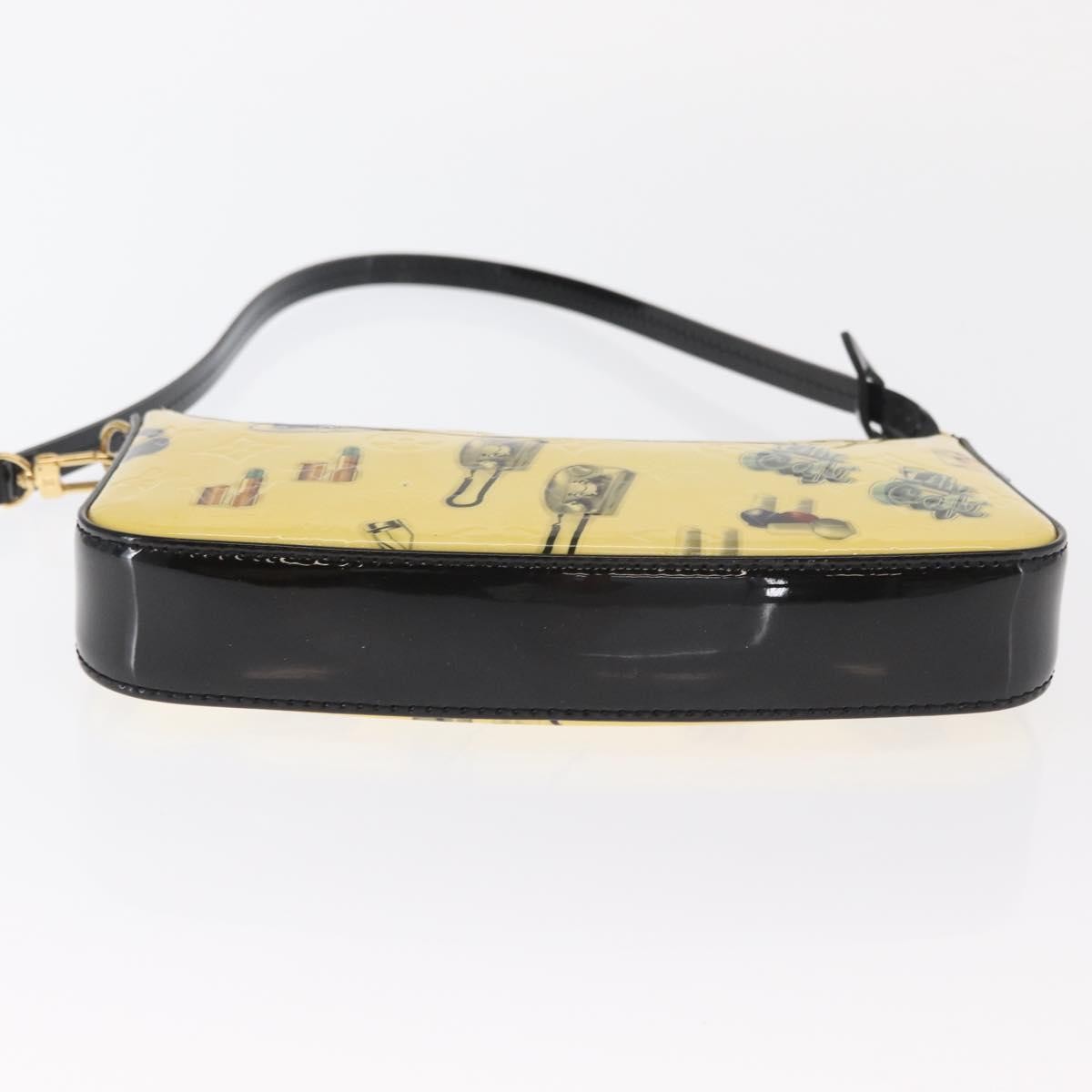 Louis Vuitton Pochette Accessoires Nm Limited Edition Stickers Monogram Vernis Yellow Patent_Leather Clutche & Pouche Bag