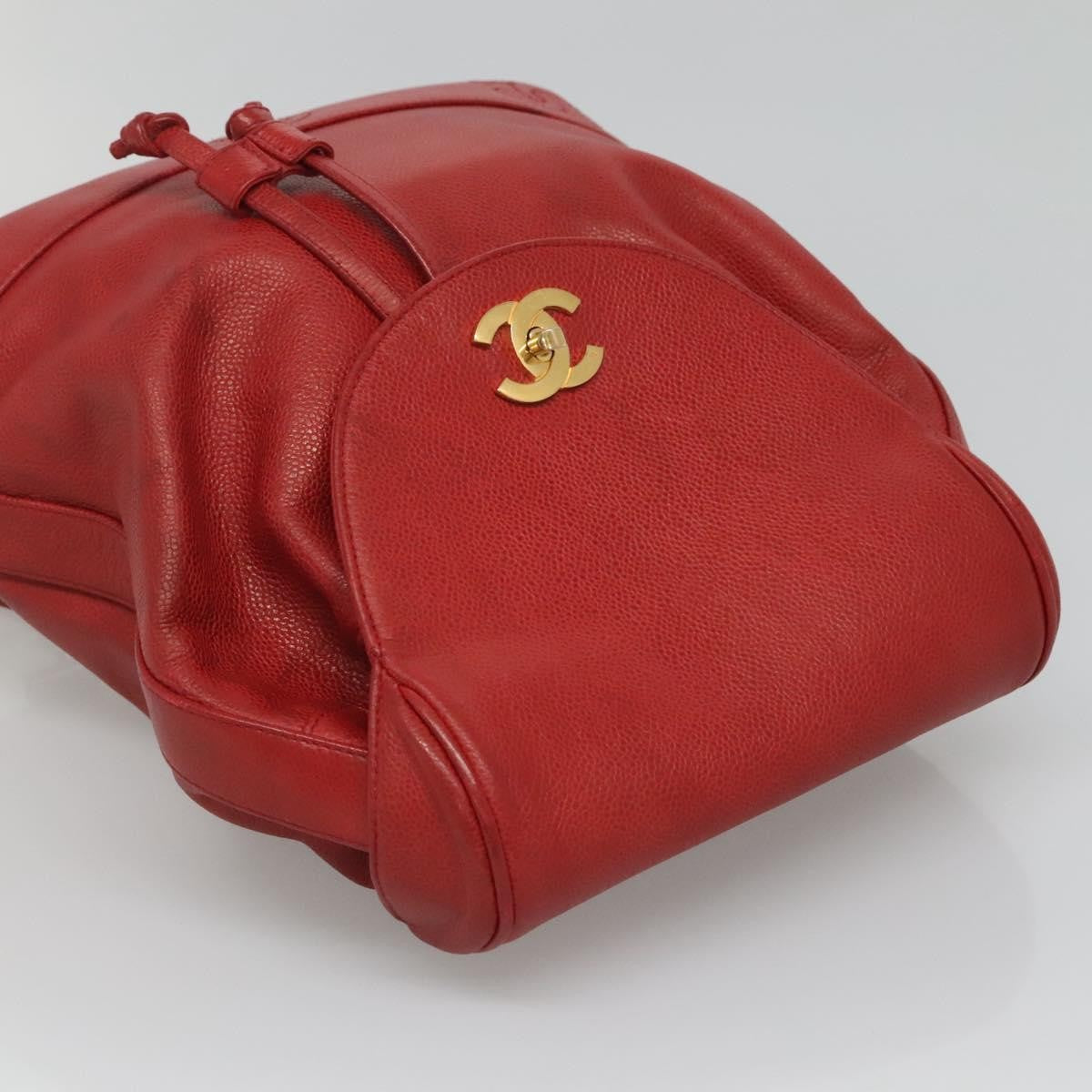 Chanel Vintage Backpack Caviar Red Leather Backpack Bag