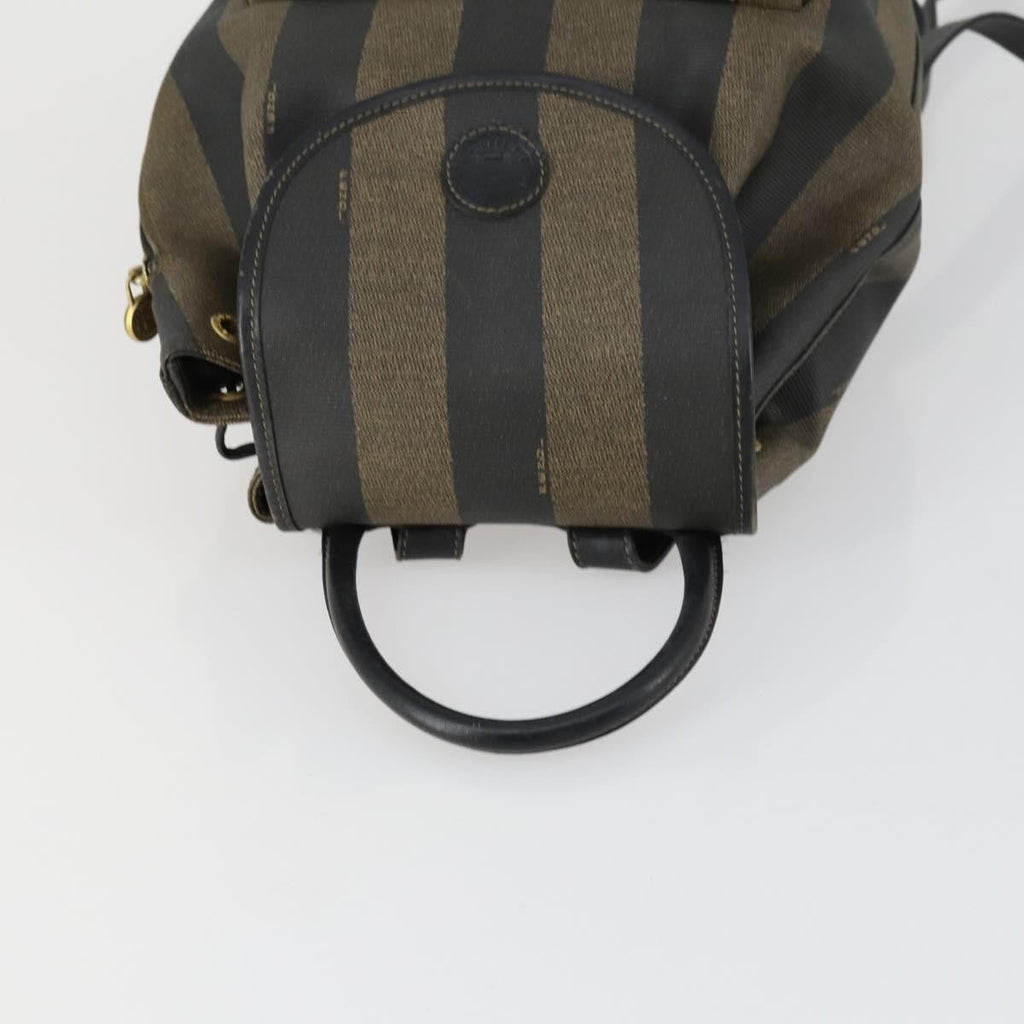 Fendi Pequin Front Pocket Backpack Coated Canvas Brown Pvc Backpack Bag