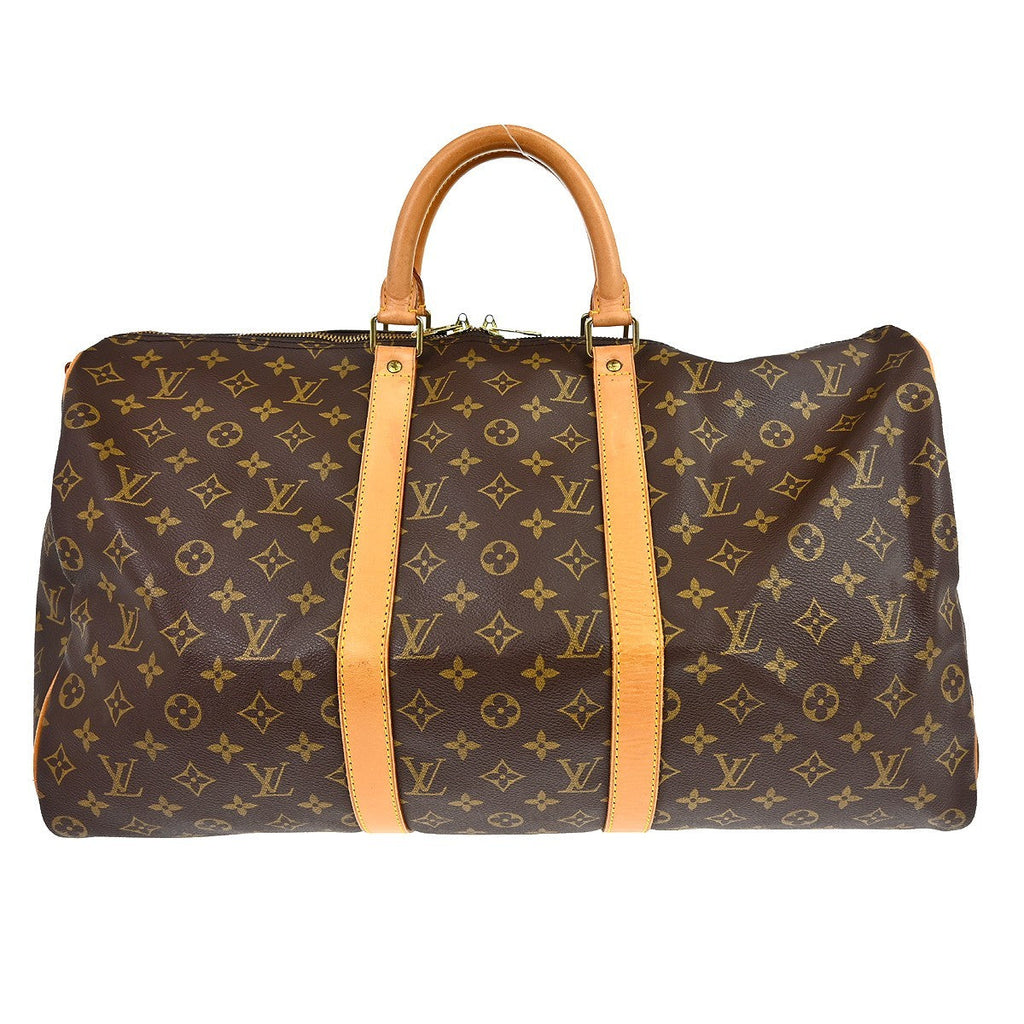 Louis Vuitton Keepall Bandouliere Bag Monogram Canvas Brown Canvas Handbag