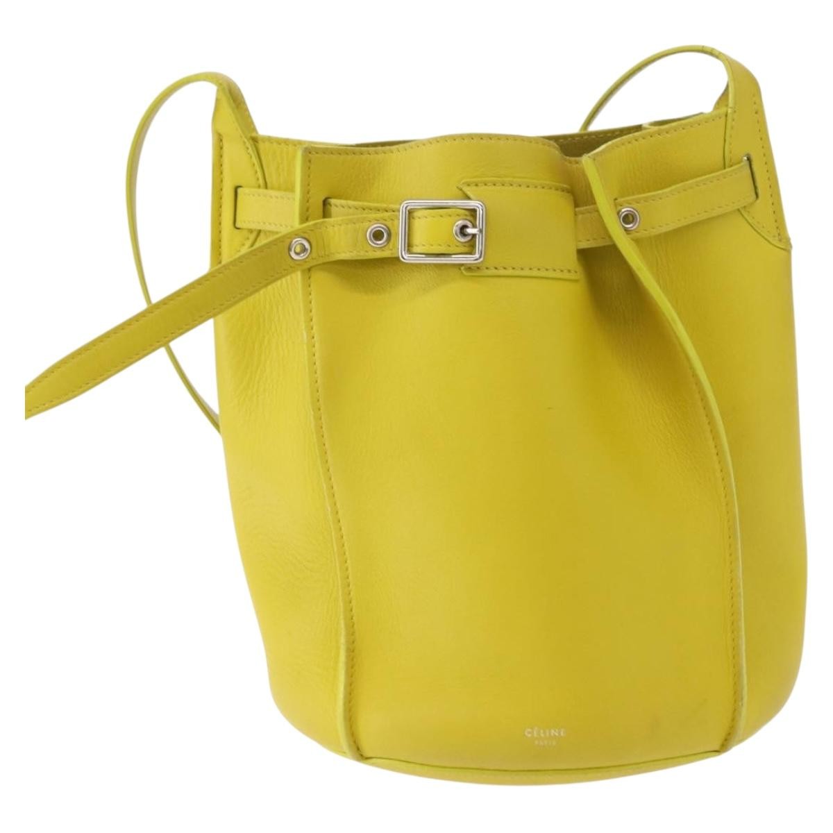 Celine Long Strap Big Bag Bucket Leather Yellow Leather Shoulder Bag Bag