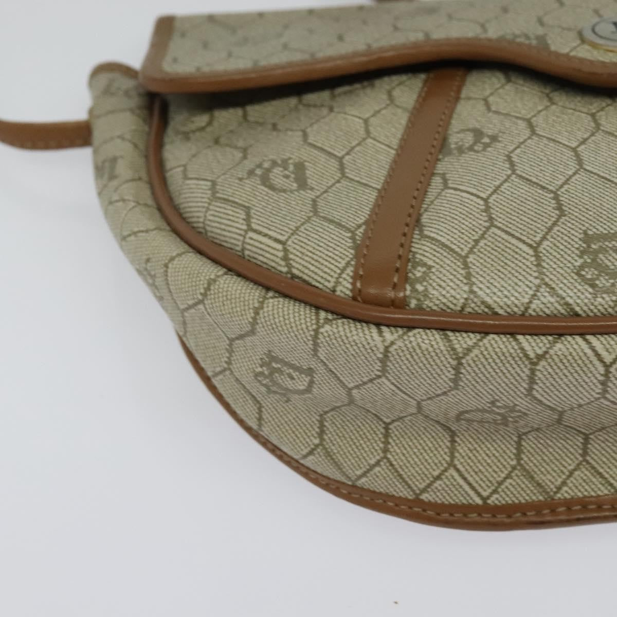 Christian Dior Vintage Honeycomb Shoulder Bag Canvas Beige Canvas Bag (Pre-Owned)