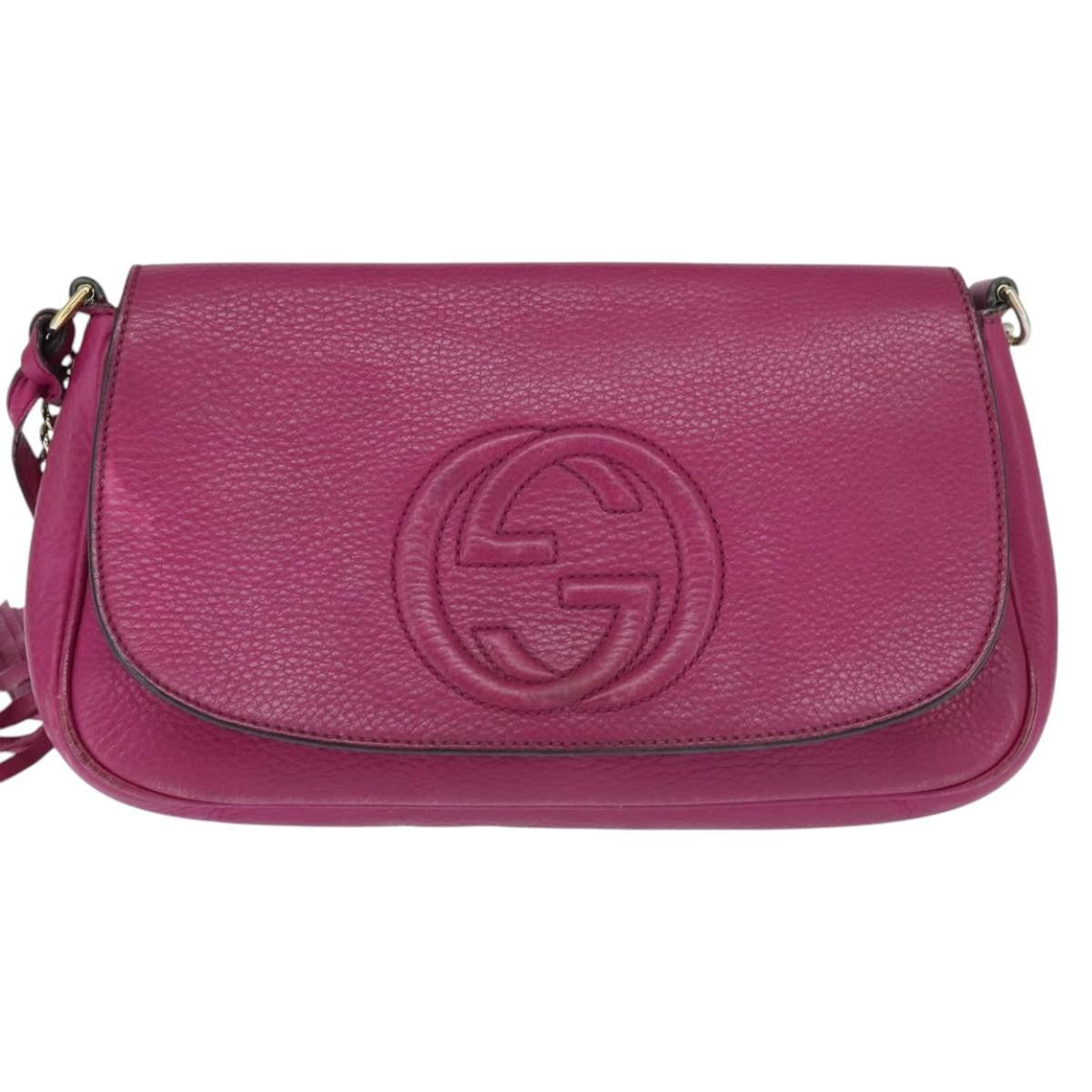 Gucci Soho Chain Crossbody Bag Leather Pink Leather Shoulder Bag Bag (Pre-Owned)
