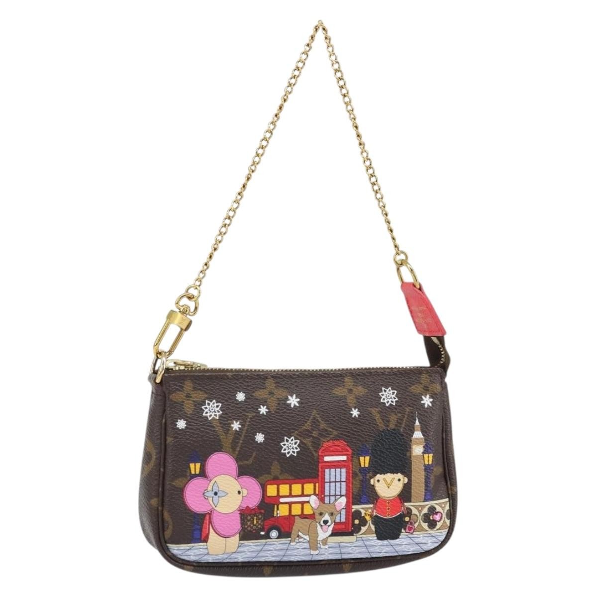 Louis Vuitton Pochette Accessoires Limited Edition Vivienne Xmas Monogram Canvas Brown Canvas Clutche & Pouche Bag