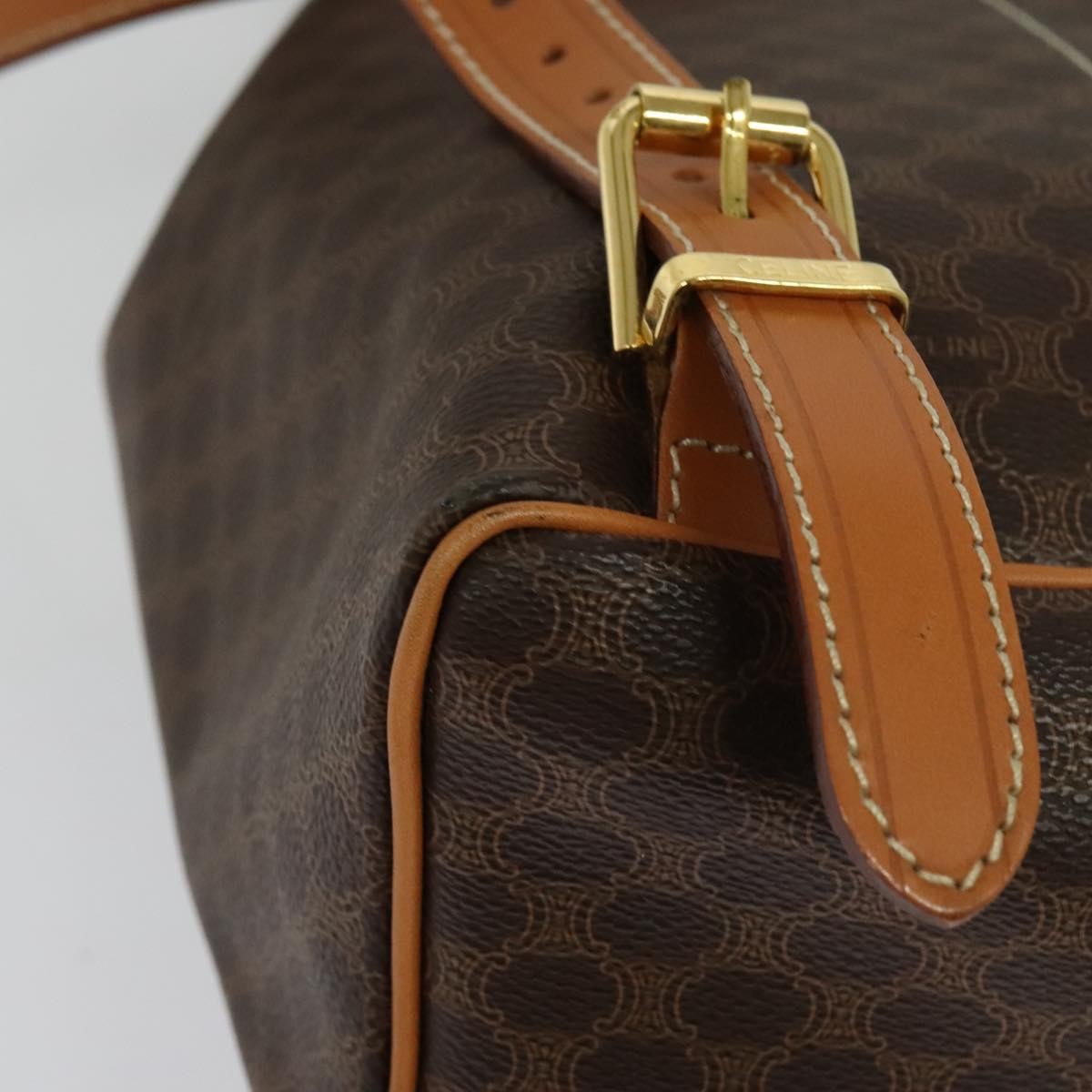 Celine Vintage Macadam Backpack Canvas And Leather Brown Pvc Backpack Bag