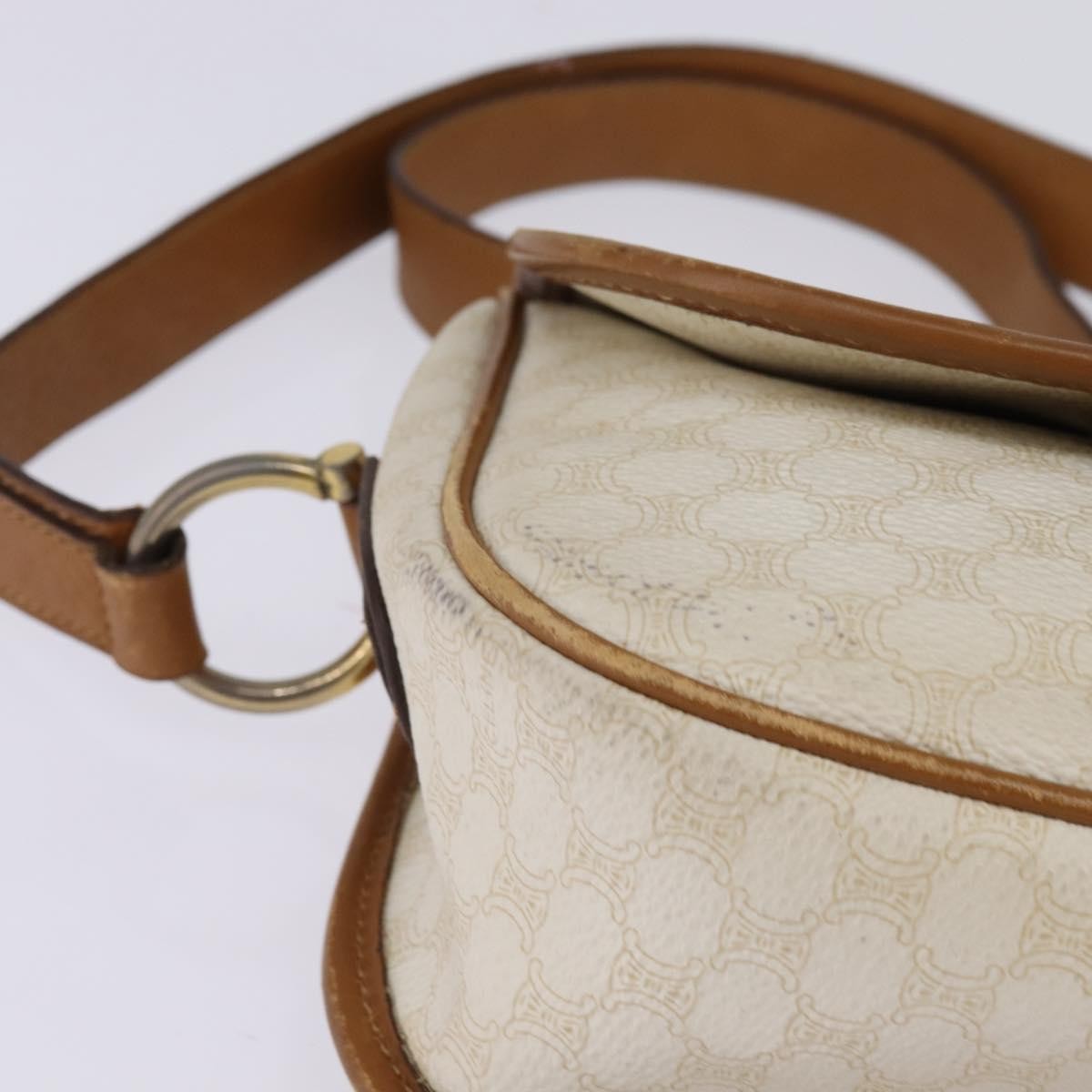 Celine Vintage Macadam Shoulder Bag Canvas And Leather Ecru Canvas Shoulder Bag Bag