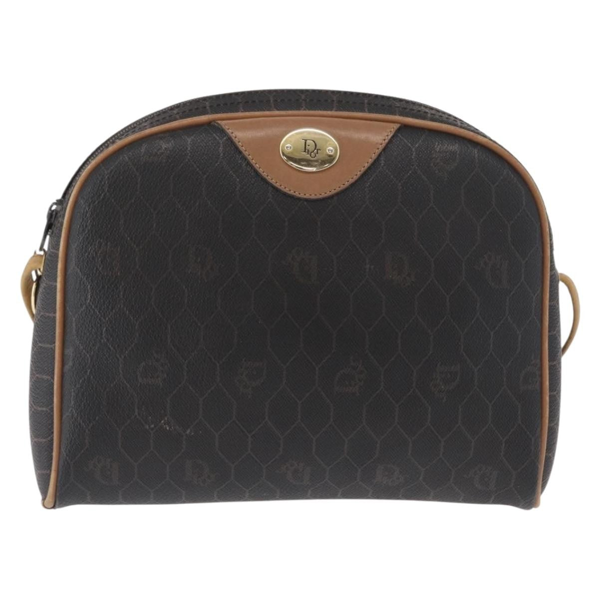 Christian Dior Vintage Honeycomb Shoulder Bag Canvas And Leather Black Canvas Shoulder Bag Bag (Pre-Owned)