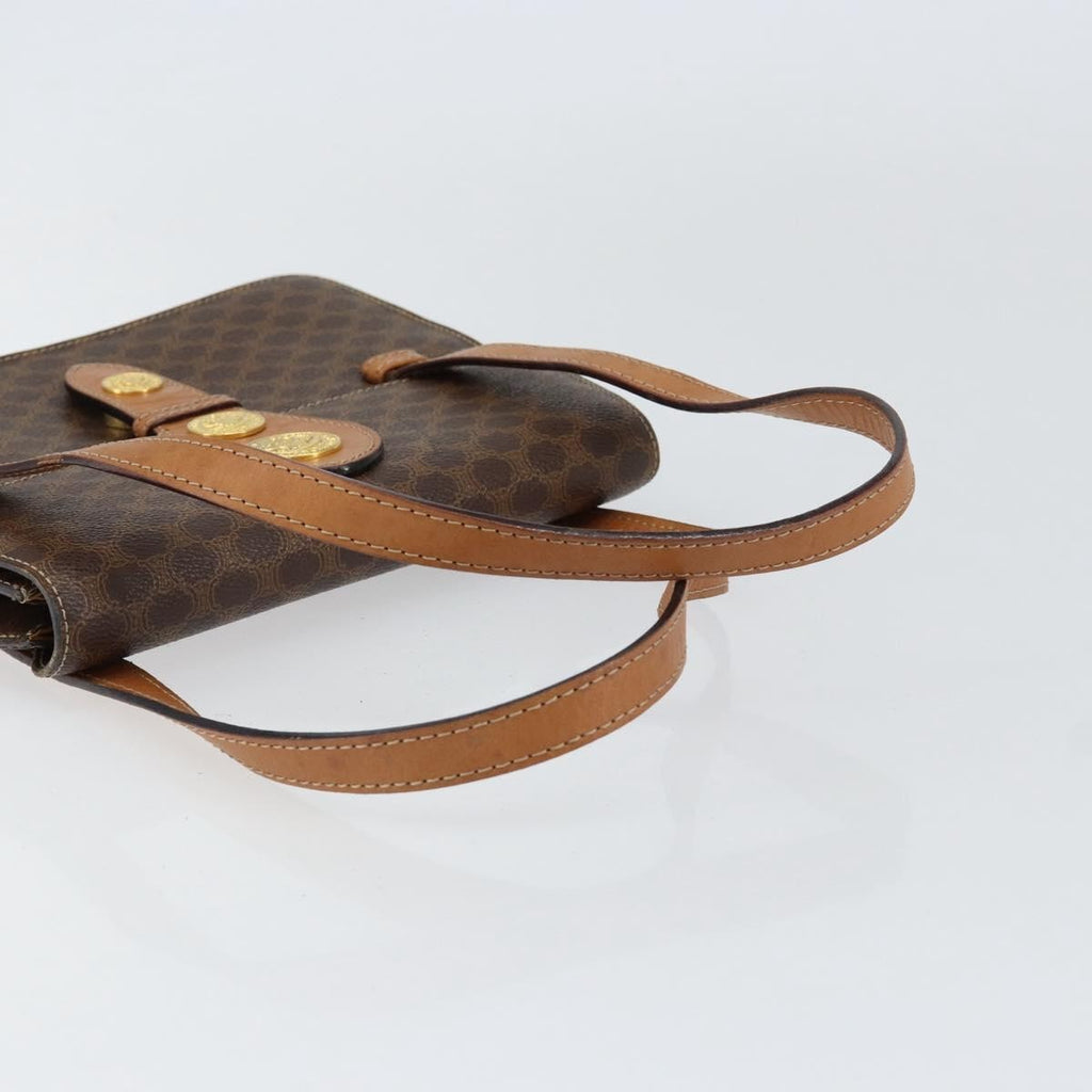 Celine Vintage Macadam Handbag Canvas And Leather Brown Canvas Handbag