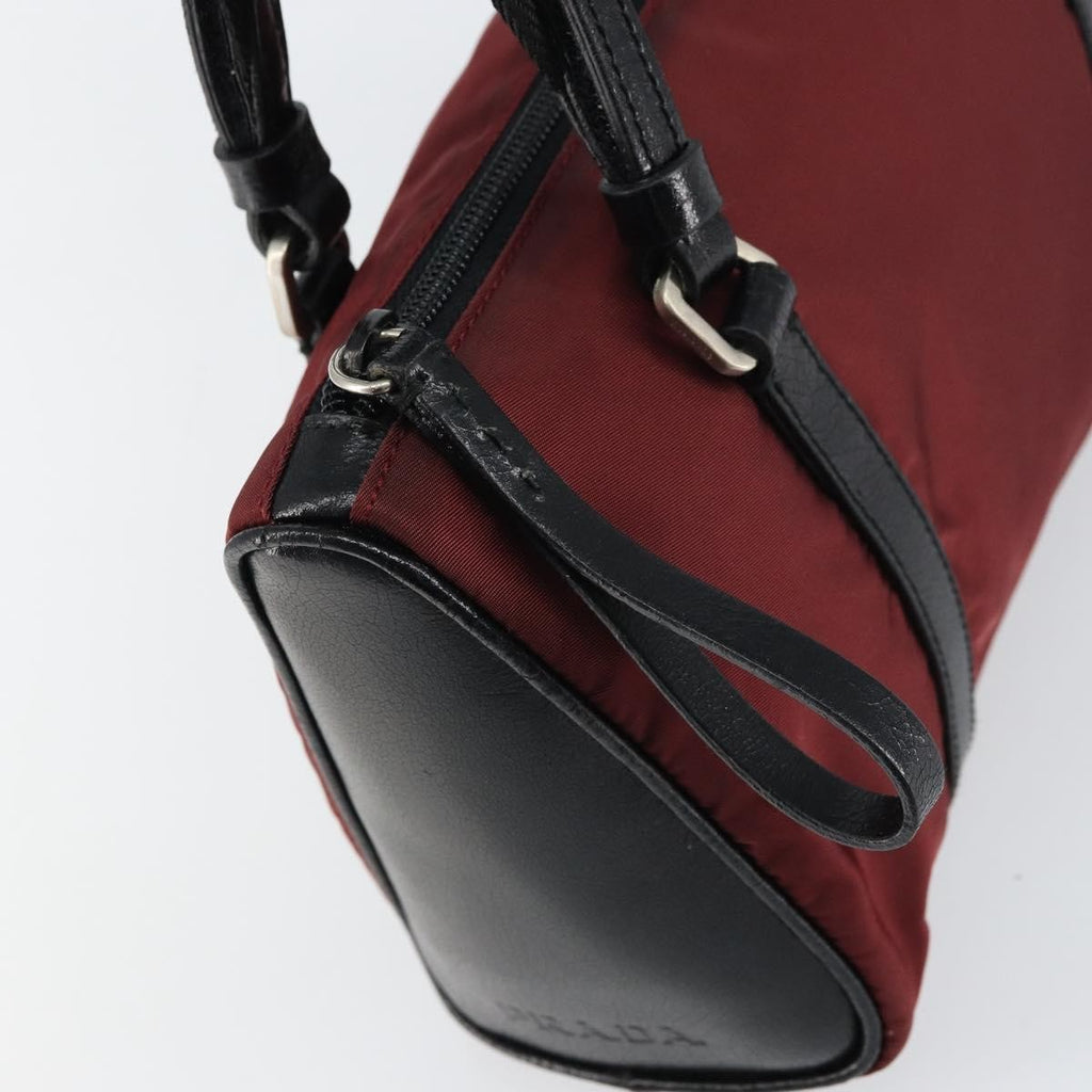 Prada Vintage Zip Handbag Tessuto Burgundy Nylon Handbag