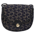 Celine C Sulky Shoulder Bag Canvas And Leather Navy Canvas Shoulder Bag Bag