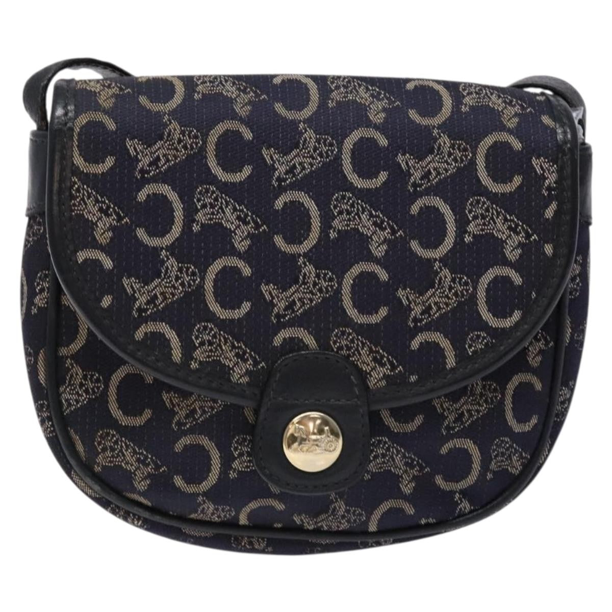 Celine C Sulky Shoulder Bag Canvas And Leather Navy Canvas Shoulder Bag Bag