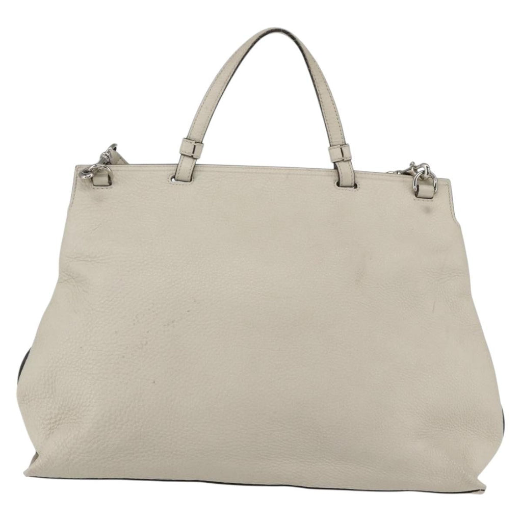 Gucci Bamboo Daily Top Handle Bag Leather White Leather Handbag (Pre-Owned)