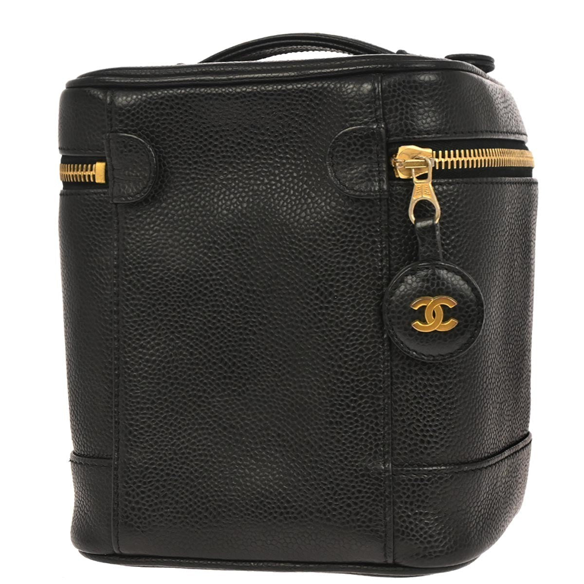 Chanel Vintage Timeless Cosmetic Case Caviar Black Leather Handbag