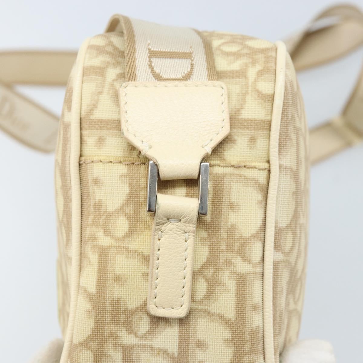 Christian Dior Vintage Crossbody Bag Embroidered Diorissimo Canvas Beige Canvas Shoulder Bag Bag (Pre-Owned)