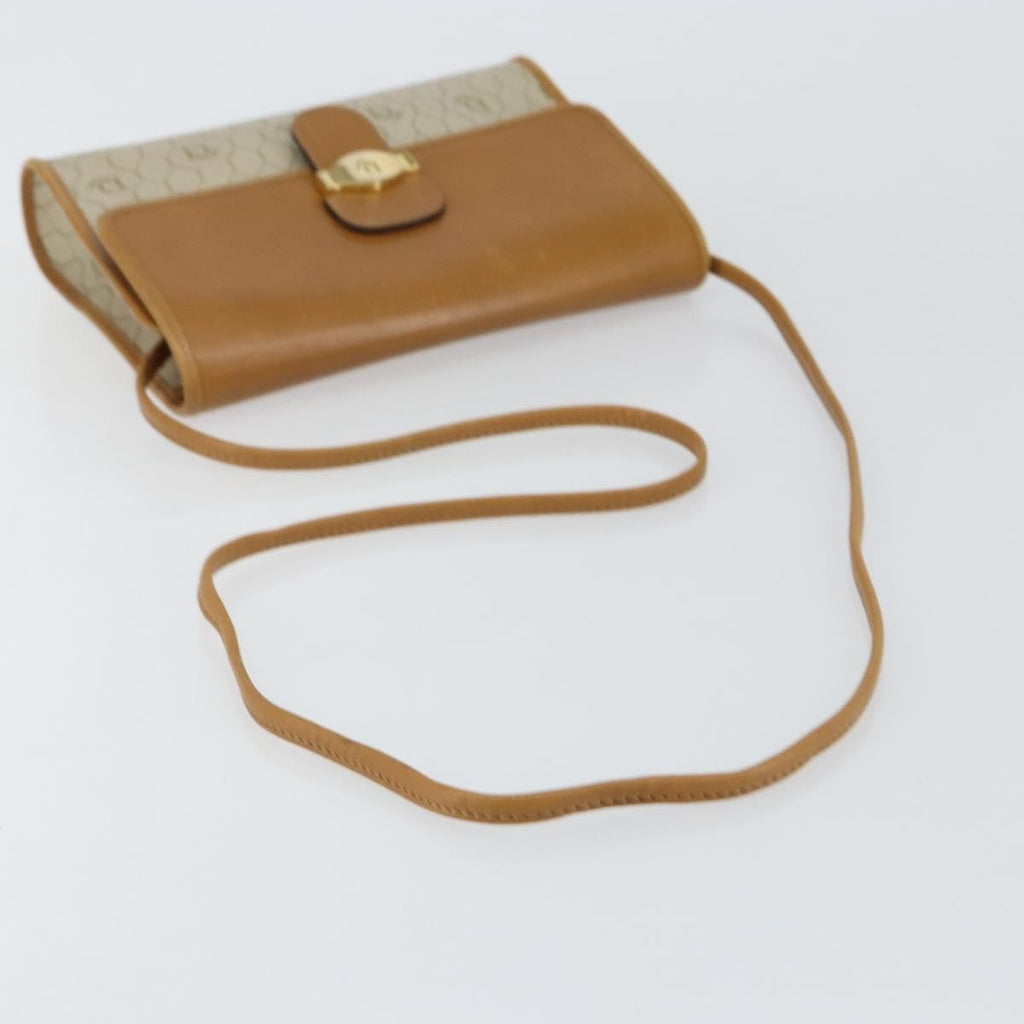 Christian Dior Vintage Honeycomb Flap Crossbody Bag Canvas And Leather Beige Canvas Shoulder Bag Bag (Pre-Owned)