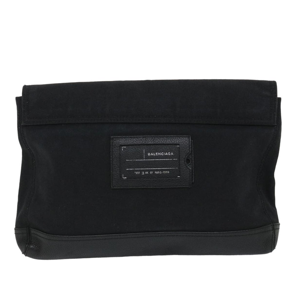 Balenciaga Vintage Pouch Leather Black Canvas Clutche & Pouche