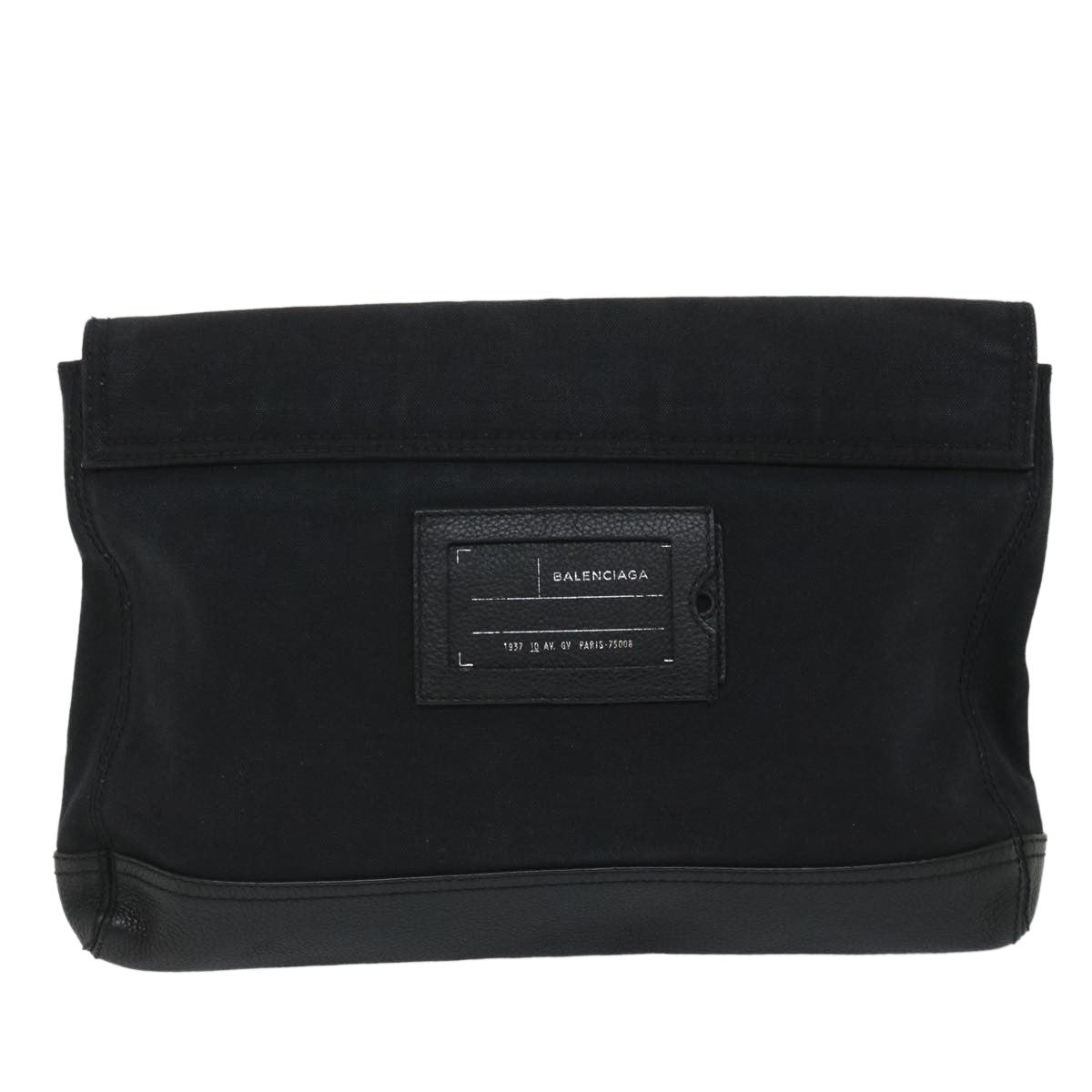Balenciaga Vintage Pouch Leather Black Canvas Clutche & Pouche