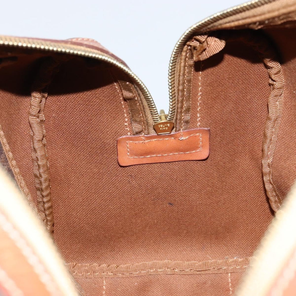 Celine Vintage Macadam Boston Bag Canvas Brown Canvas Handbag