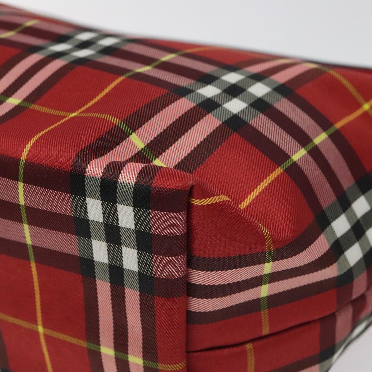 Burberry Nova Check Handbag Leather And Nylon Red Nylon Handbag