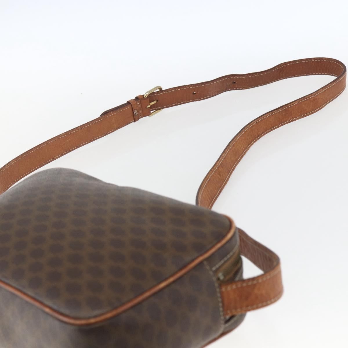 Celine Vintage Macadam Shoulder Bag Canvas Brown Canvas Shoulder Bag Bag