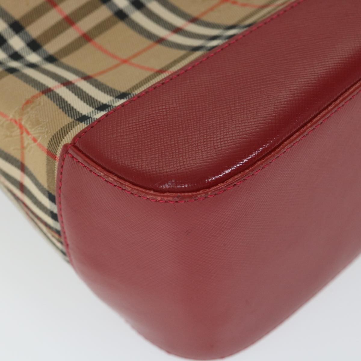 Burberry Nova Check Handbag Leather And Nylon Beige Nylon Handbag