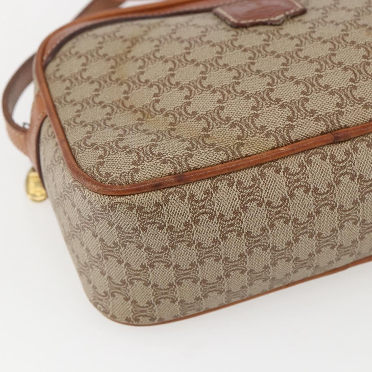 Celine Vintage Macadam Shoulder Bag Canvas And Leather Beige Canvas Shoulder Bag Bag