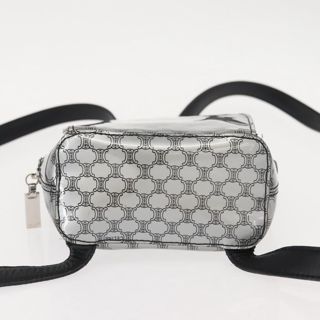 Celine Vintage Macadam Backpack Canvas And Leather Silver Pvc Backpack Bag