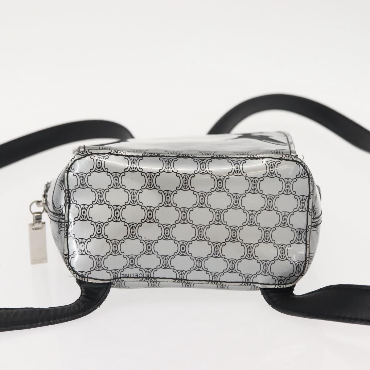 Celine Vintage Macadam Backpack Canvas And Leather Silver Pvc Backpack Bag