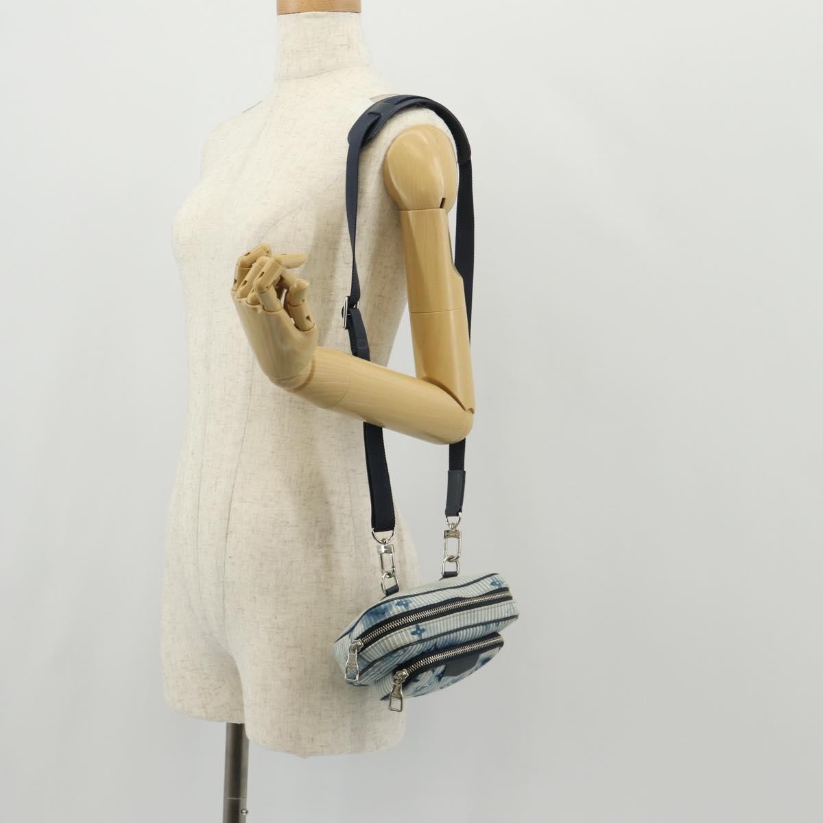 Louis Vuitton Outdoor Pouch Limited Edition Monogram Watercolor Stripes Denim Blue Canvas Clutche & Pouche Bag