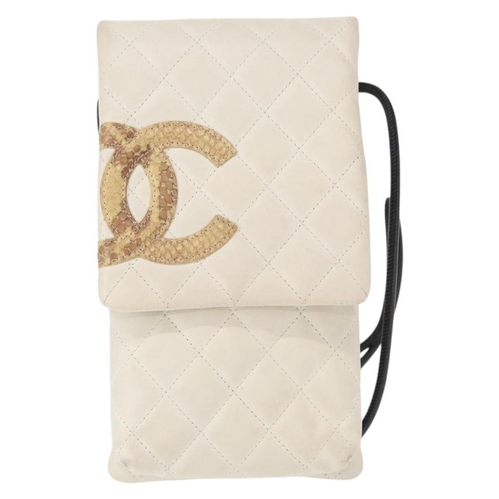 Chanel Cambon Flap Crossbody Bag Quilted Lambskin White Leather Shoulder Bag Bag