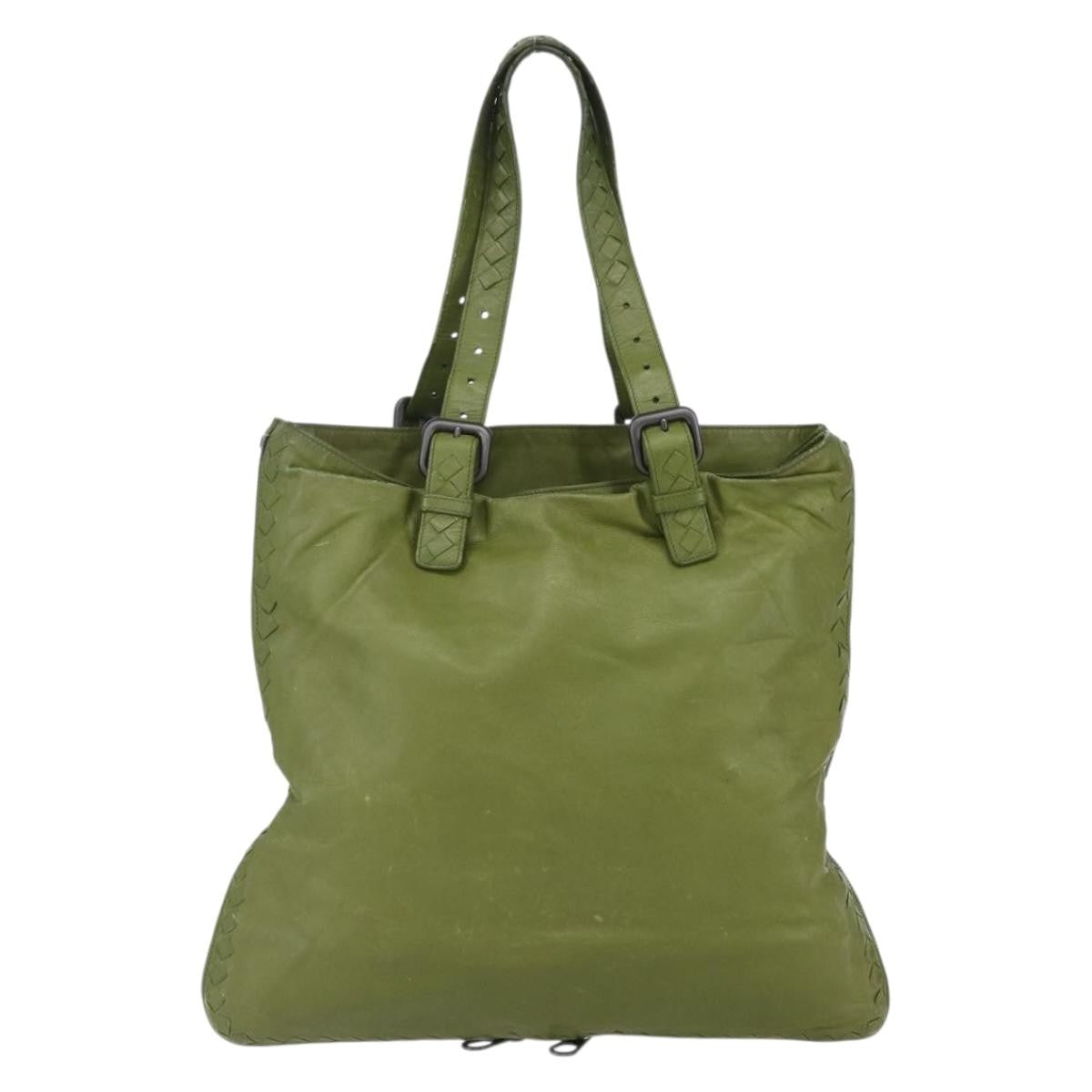Bottega Veneta Intrecciato Leather Green Leather Shoulder Bag Bag