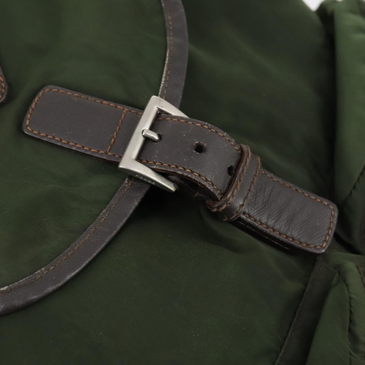 Prada Double Front Pocket Backpack Tessuto Khaki Nylon Backpack Bag