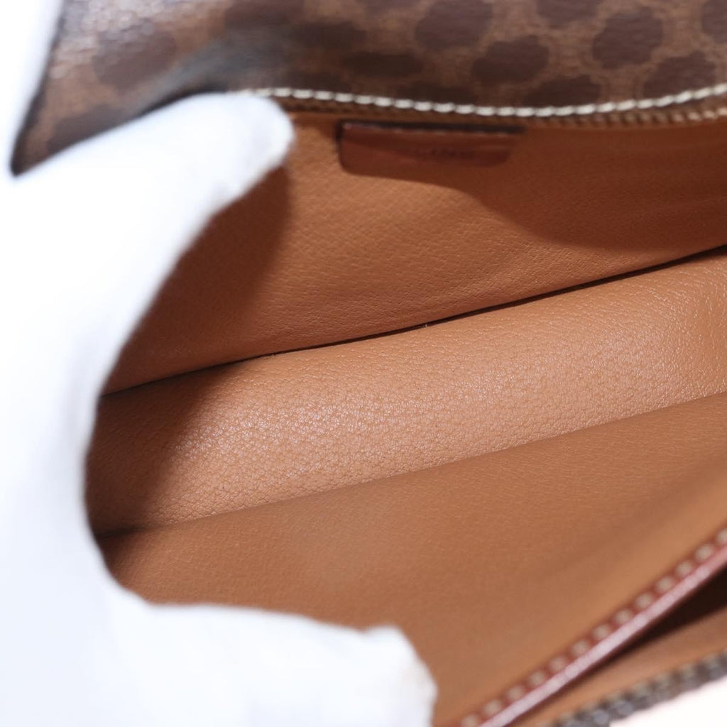 Celine Vintage Macadam Shoulder Bag Canvas Brown Canvas Shoulder Bag Bag
