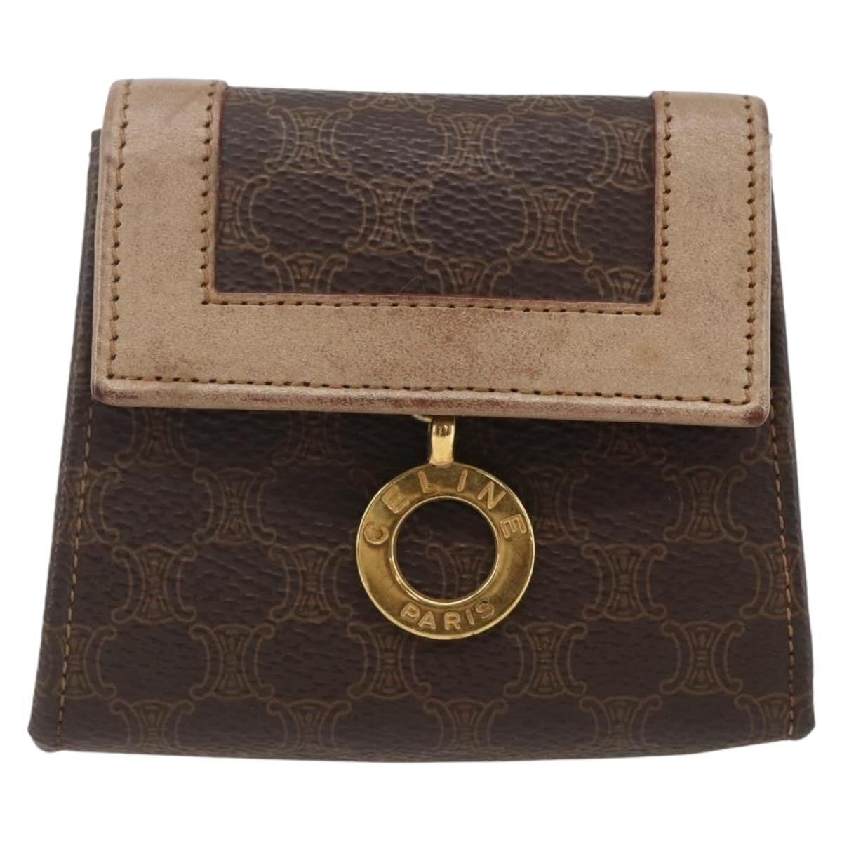 Celine Vintage Macadam Shoulder Bag Canvas And Leather Brown Canvas Shoulder Bag Bag
