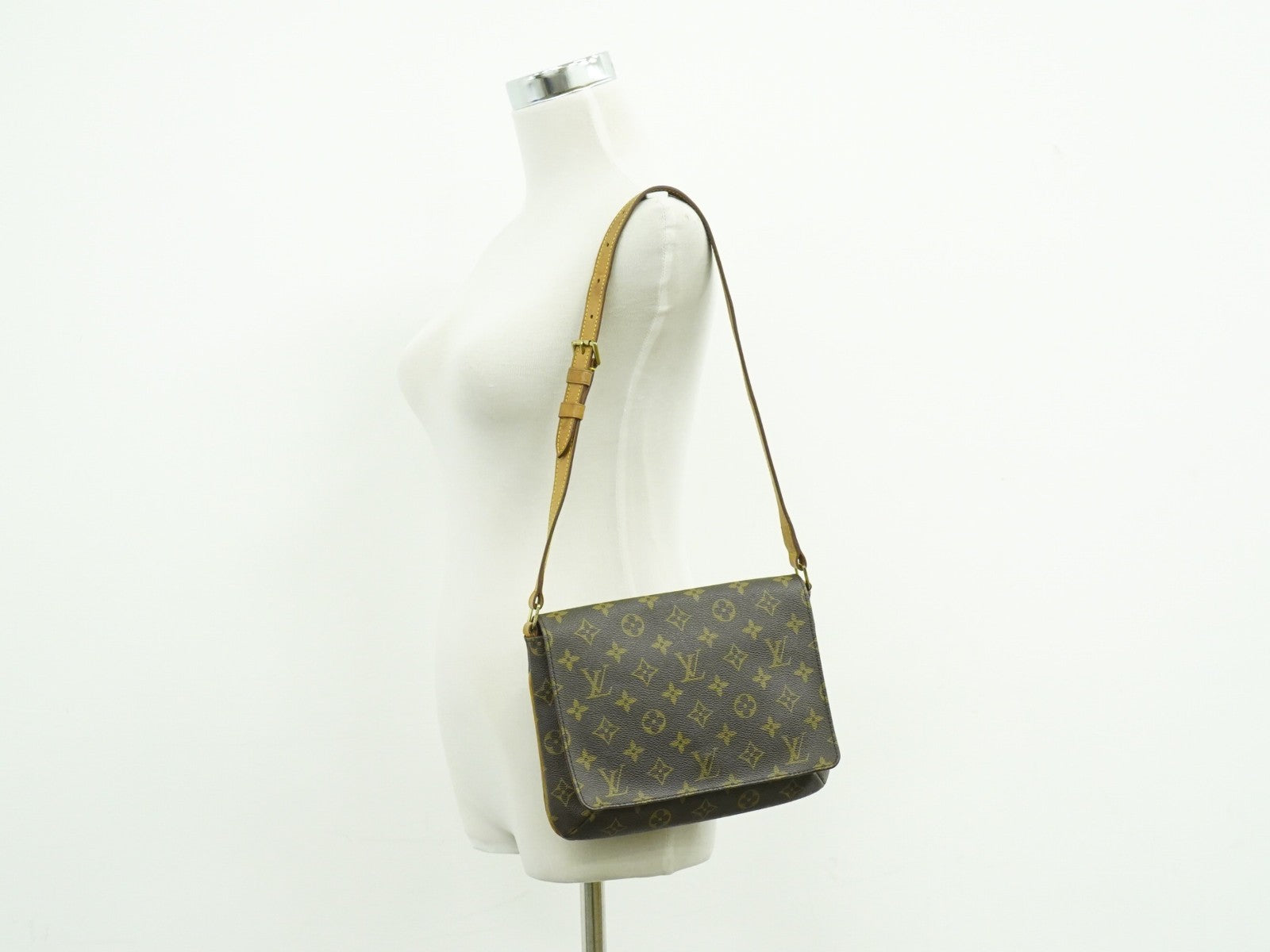 Louis Vuitton Musette Tango Handbag Monogram Canvas Brown Canvas Shoulder Bag