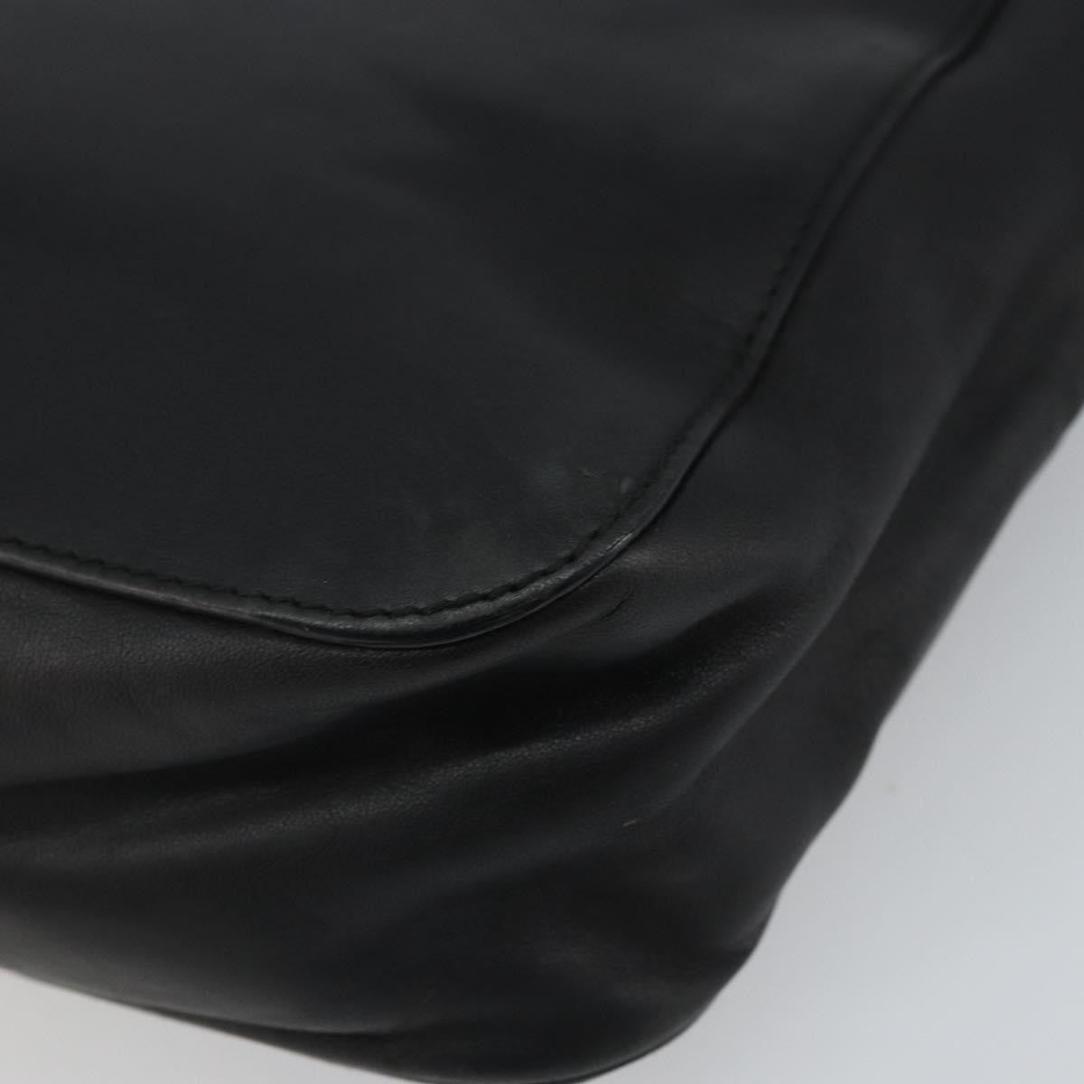 Gucci Vintage Bamboo Handle Bag Leather Black Leather Handbag (Pre-Owned)
