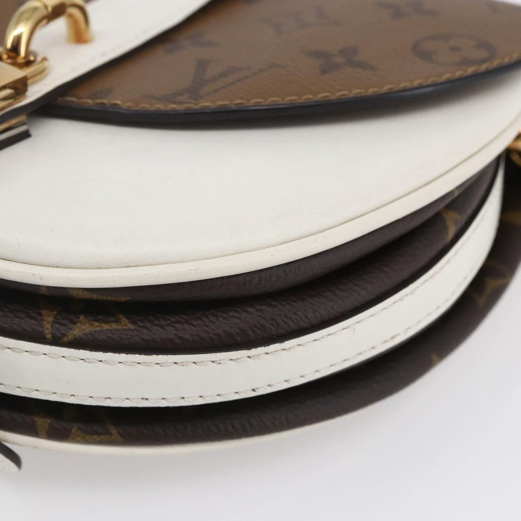 Louis Vuitton Chantilly Lock Handbag Reverse Monogram Canvas And Leather White Leather Shoulder Bag
