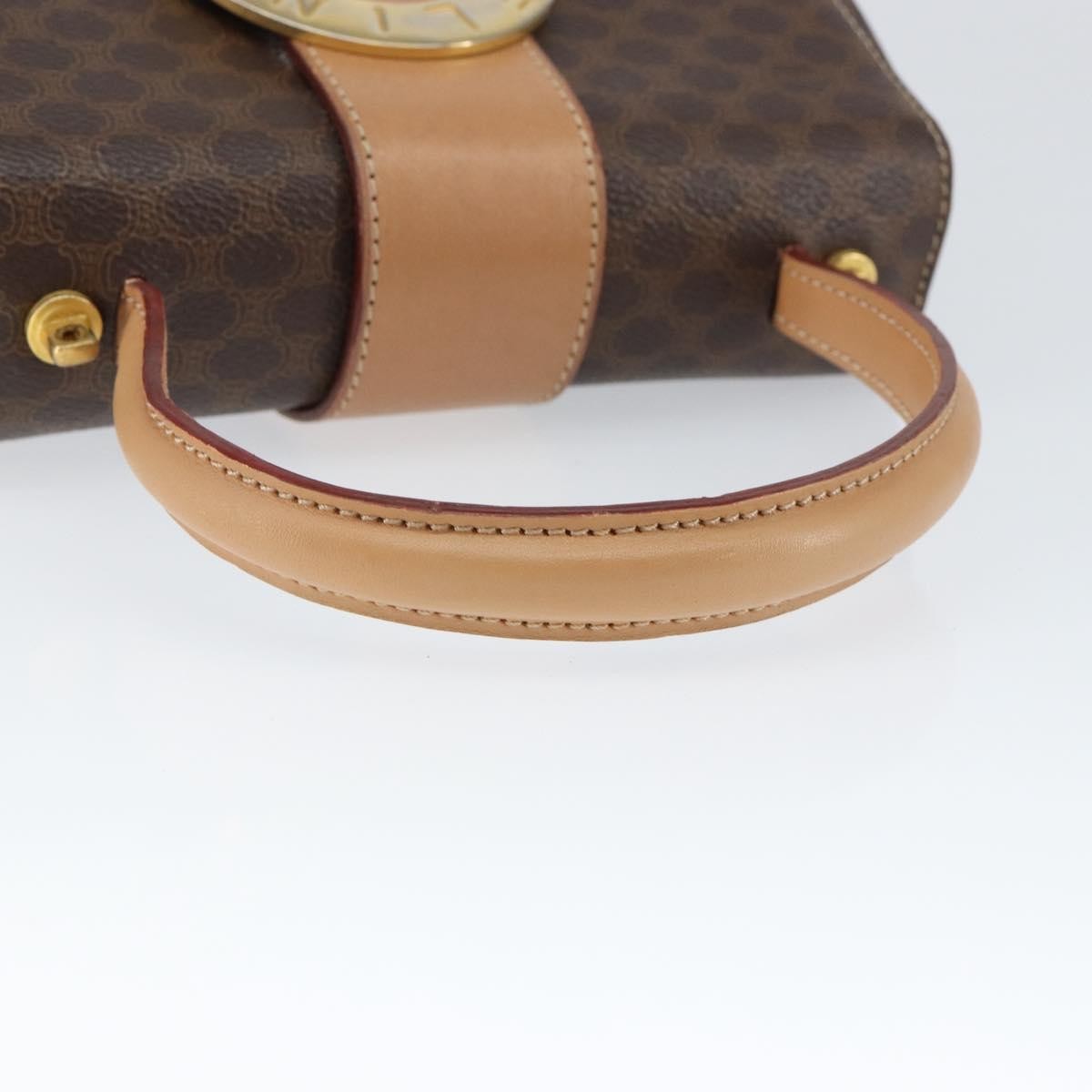 Celine Vintage Macadam Handbag Canvas Brown Pvc Handbag