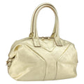Saint Laurent Easy Y Bag Pebbled Leather Gold Leather Bag (Pre-Owned)
