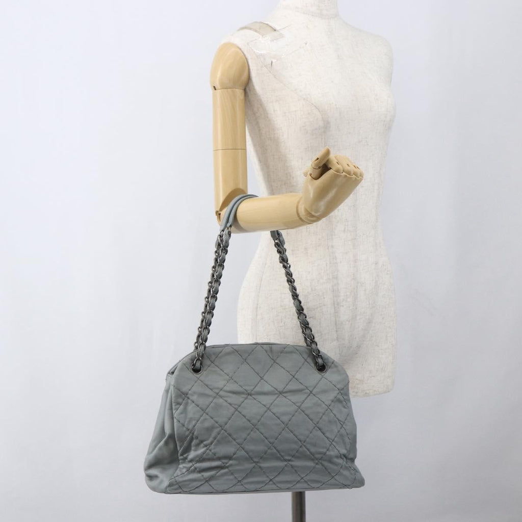 Chanel Just Mademoiselle Bag Quilted Leather Gray Leather Shoulder Bag Bag