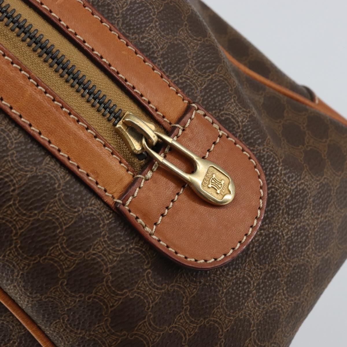 Celine Macadam Handbag Macadam With Leather Brown Canvas Shoulder Bag Bag
