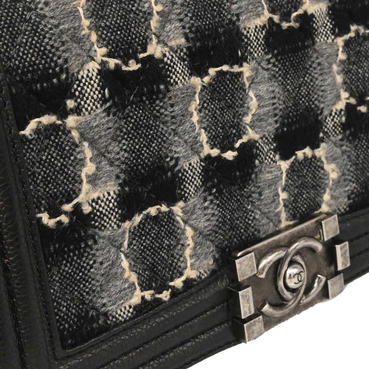 Chanel Boy Flap Bag Tweed And Leather Black Leather Shoulder Bag Bag