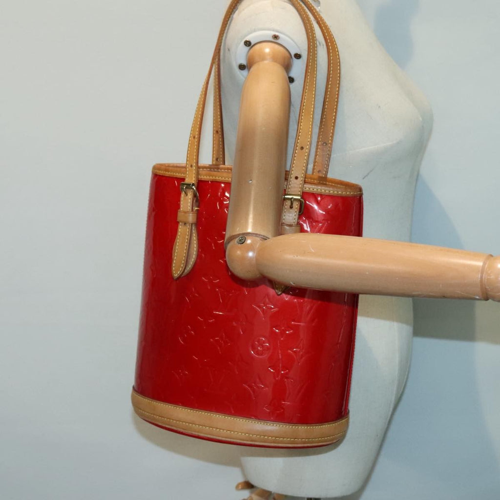 Louis Vuitton Bucket Bag Monogram Vernis Red Patent_Leather Shoulder Bag