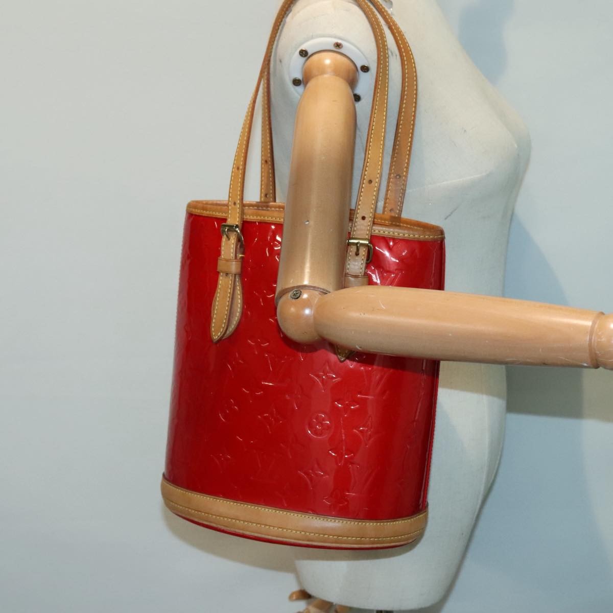 Louis Vuitton Bucket Bag Monogram Vernis Red Patent_Leather Shoulder Bag