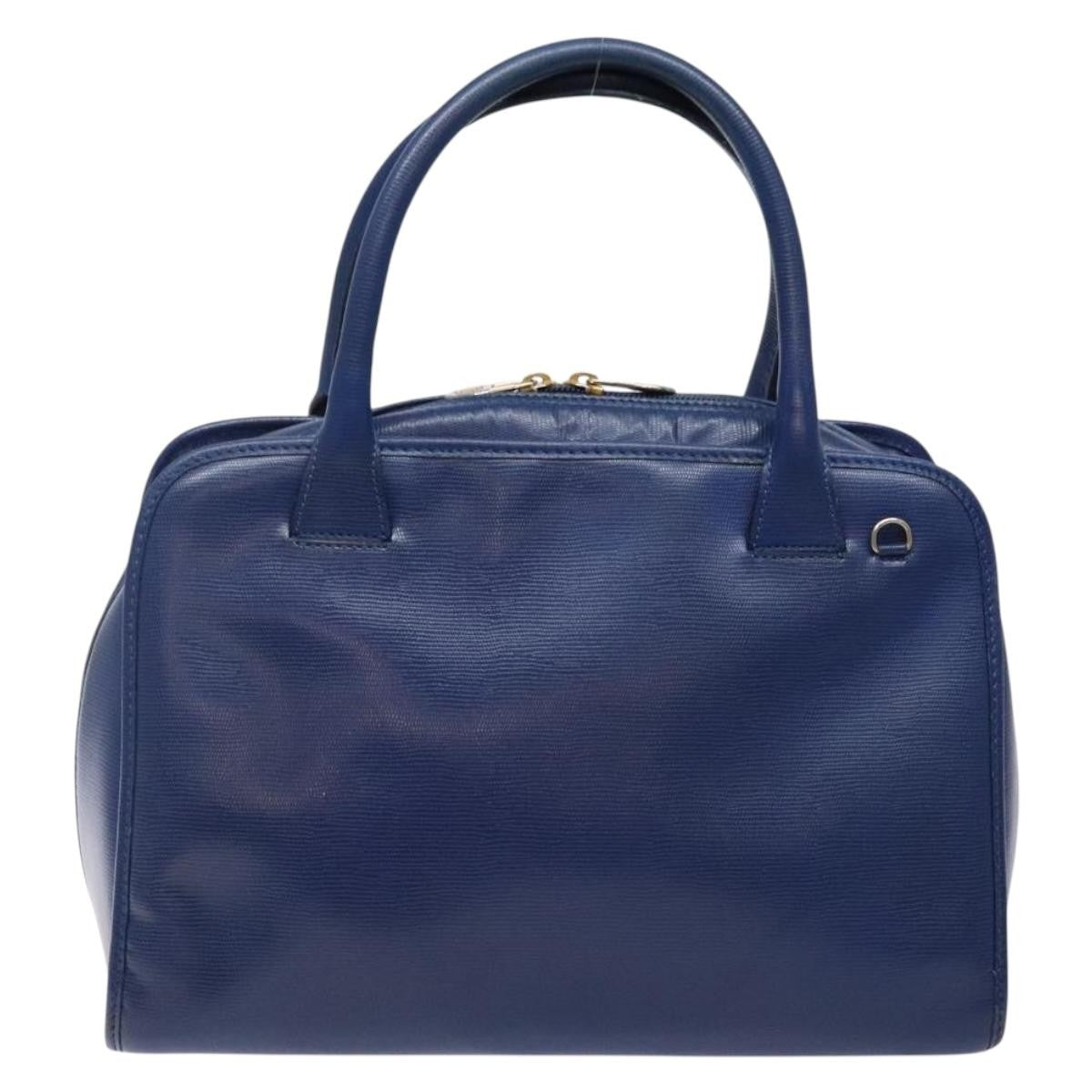 Celine Circle Logo Handbag Leather Blue Leather Bag