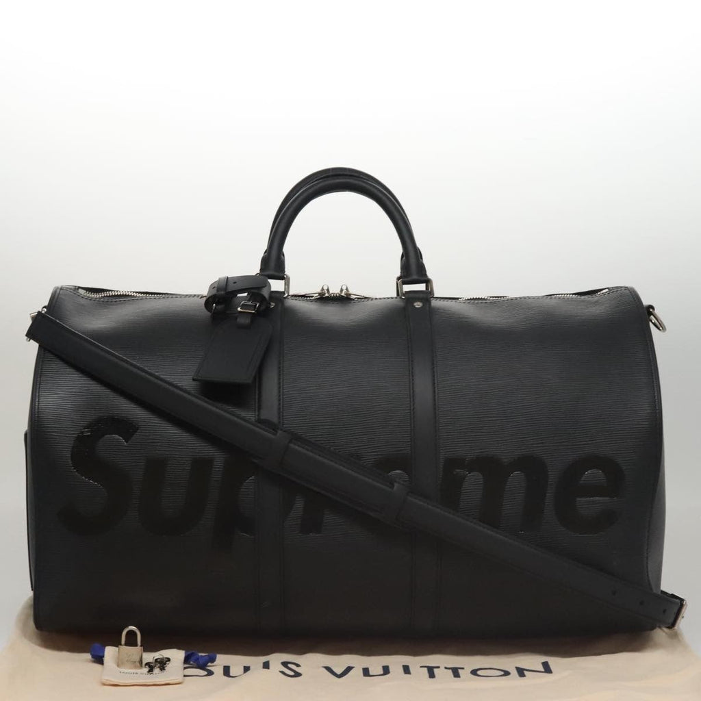 Louis Vuitton Keepall Bandouliere Bag Limited Edition Supreme Epi Leather Black Leather Bag