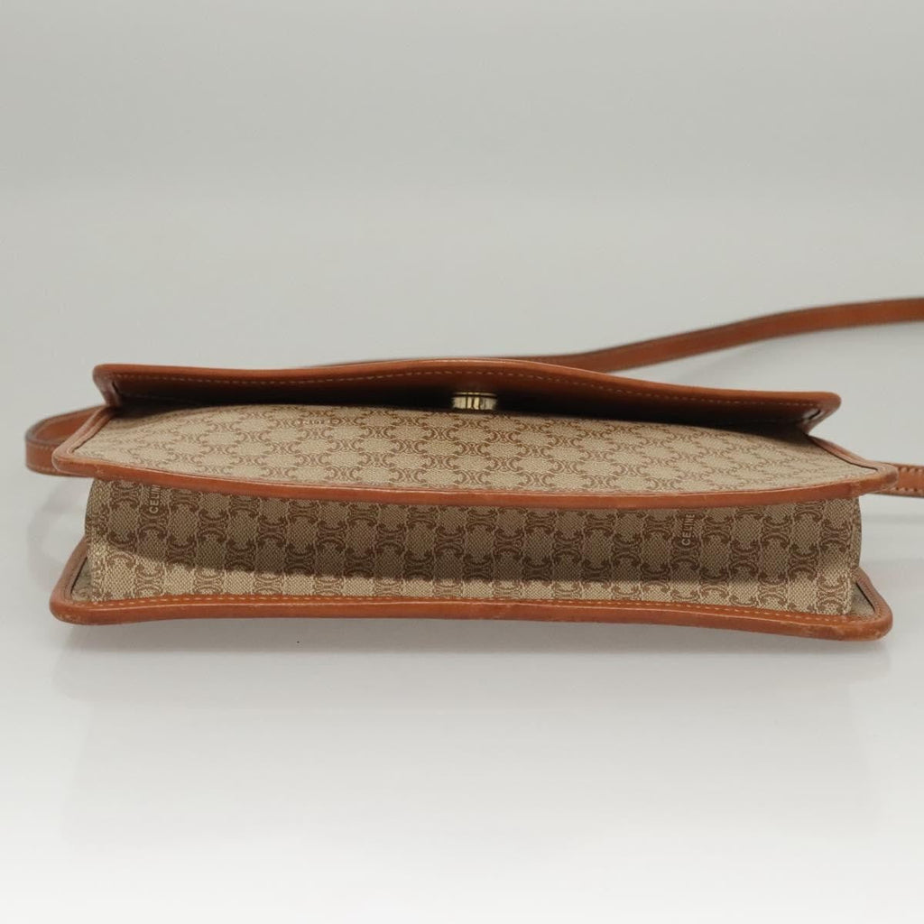 Celine Vintage Macadam Shoulder Bag Canvas And Leather Beige Canvas Shoulder Bag Bag