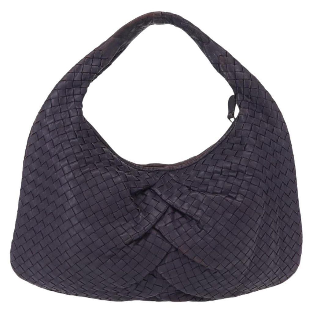 Bottega Veneta Veneta Hobo Pleated Intrecciato Nappa Purple Leather Shoulder Bag Bag