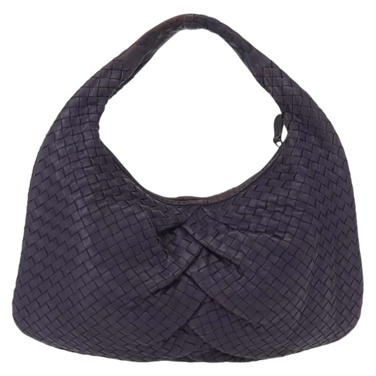 Bottega Veneta Veneta Hobo Pleated Intrecciato Nappa Purple Leather Shoulder Bag Bag