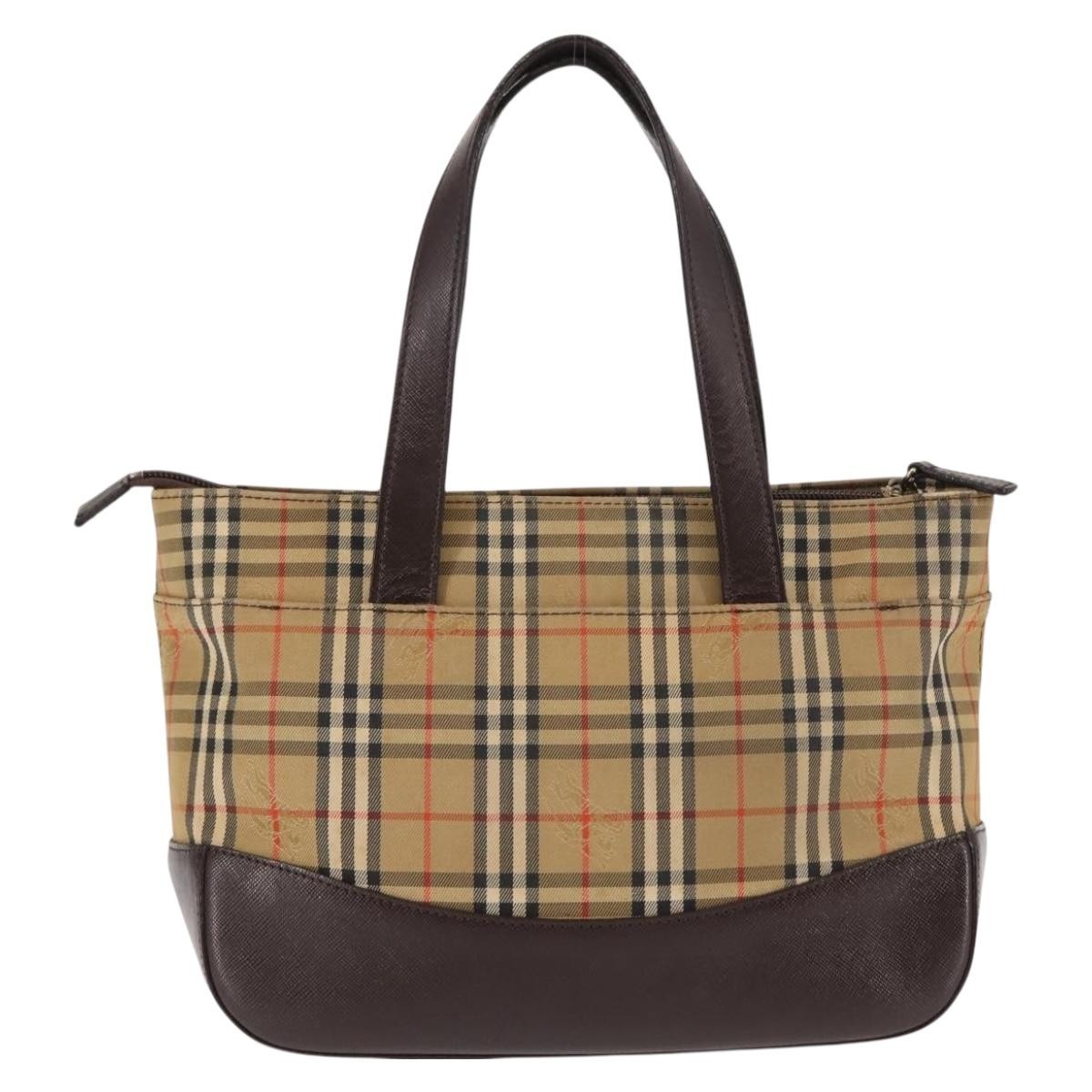 Burberry Nova Check Tote Canvas And Leather Beige Canvas Tote Bag